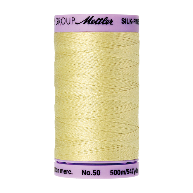 Silk-Finish Cotton 50, 500m - Lemon Frost: Reines Baumwollgarn aus 100% langstapliger, ägyptischer Baumwollte von Amann Mettler