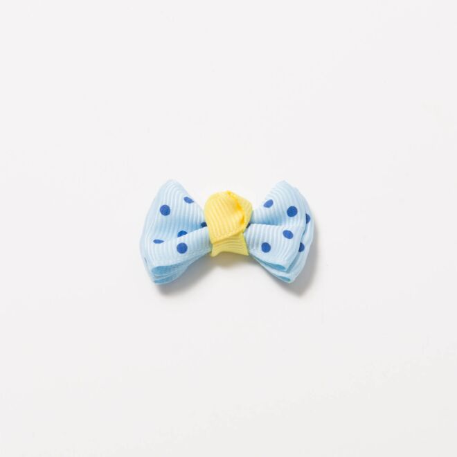 Grosgrain-Schleife Multi II 4cm Punkte blau-gelb