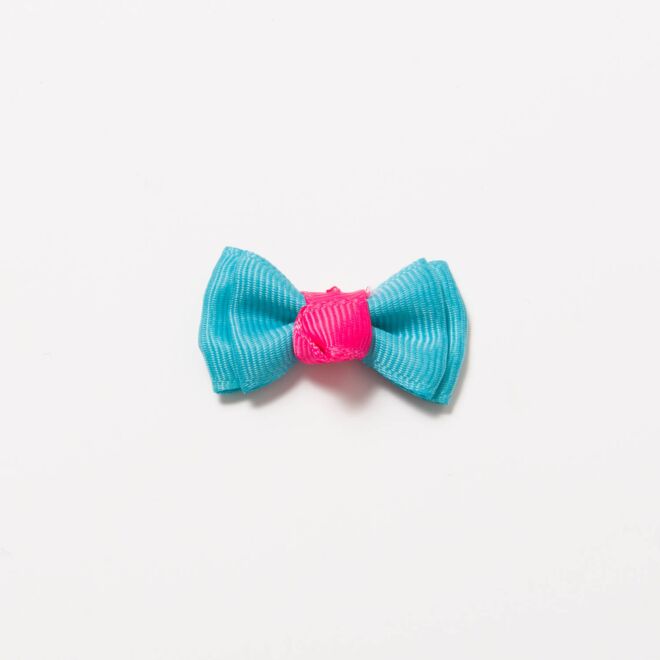 Grosgrain-Schleife Multi II 4cm türkis-pink