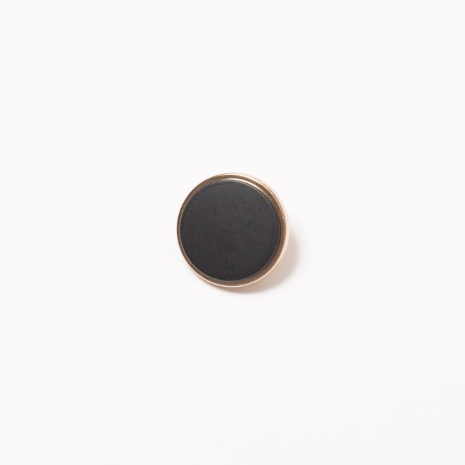 15mm Knopf aus Zamac/Acryl schwarz/gold
