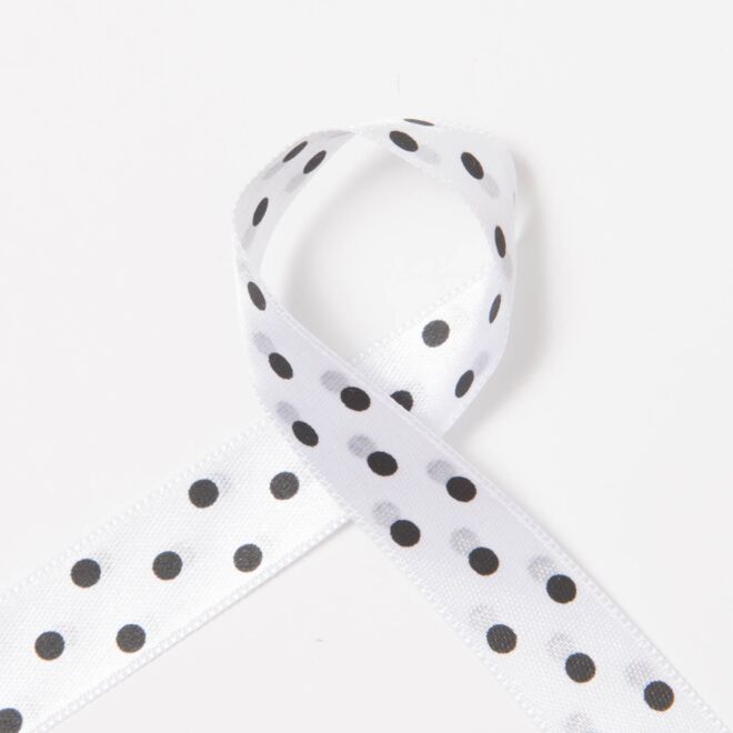 15mm Satinband Dots weiß