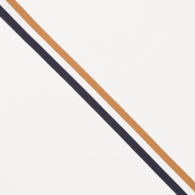 15mm Ripsband/Webband dunkelgold/weiß/navy