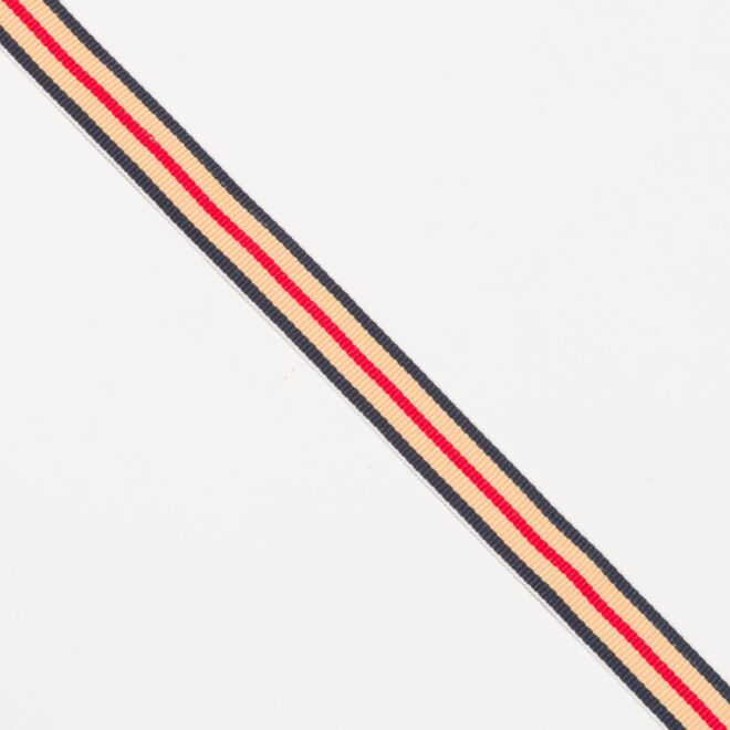 15mm Ripsband/Webband navy/beige/rot
