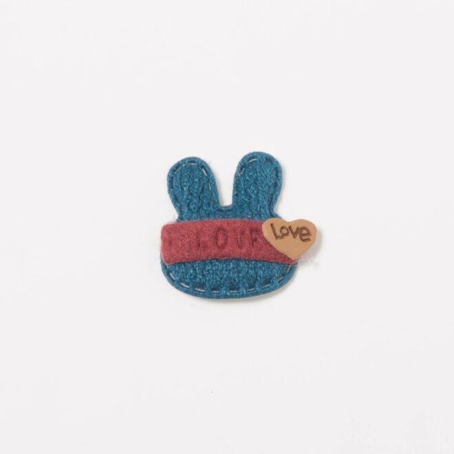 Love Hase Aufnäher dunkles türkis