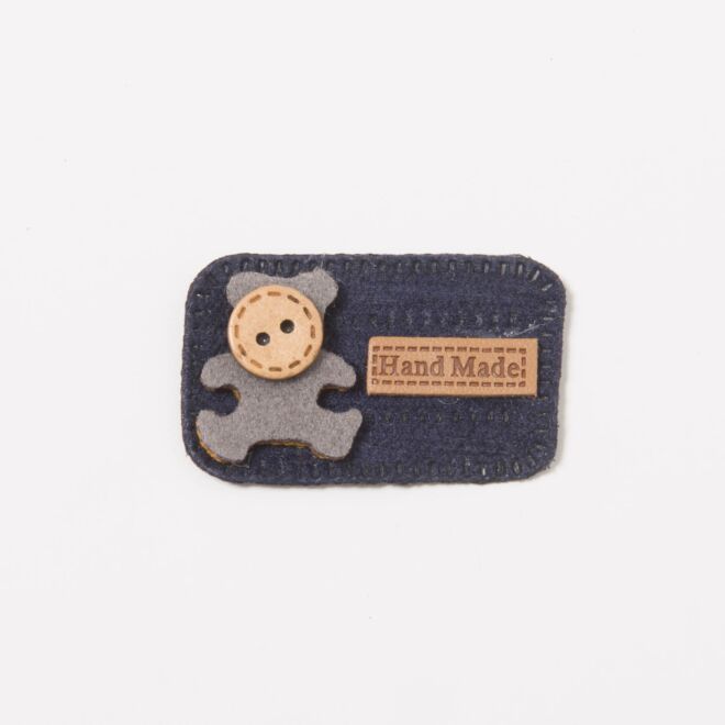 Hand Made Knopfbär Aufnäher navy