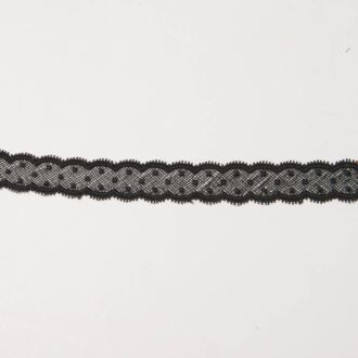 25mm Spitzenband Pünktchen schwarz