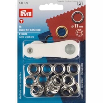 Prym Ösen mit Scheiben 11mm silber